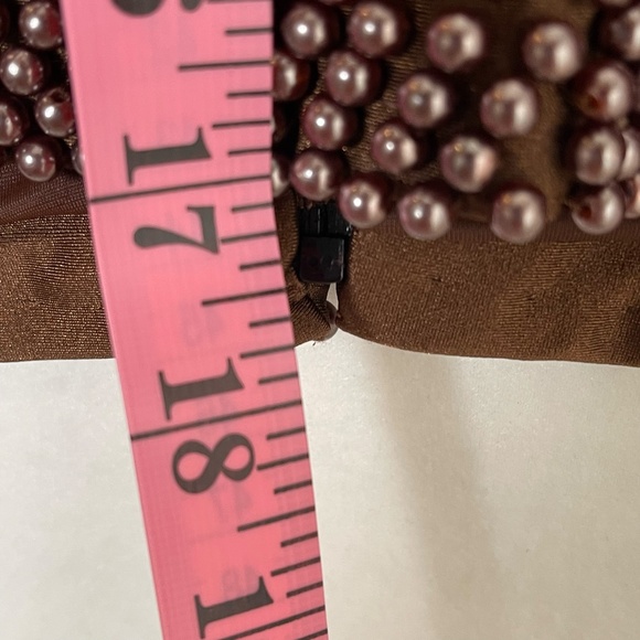 80's VTG VIE by Victoria Royal Brown Pearl Beaded Crop Top Size 12 - Picture 8 of 8